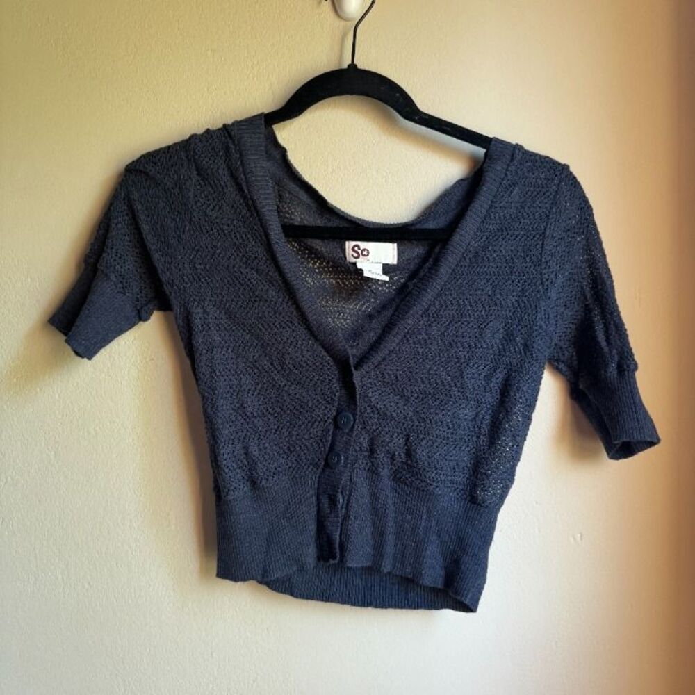 SO Y2K Cropped Crochet Cardigan